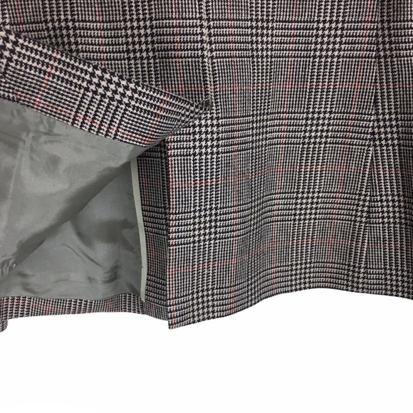 J CREW Jacket Blazer Wool Glen Plaid Houndstooth Check Brown Beige Red Size 8 - Picture 9 of 12